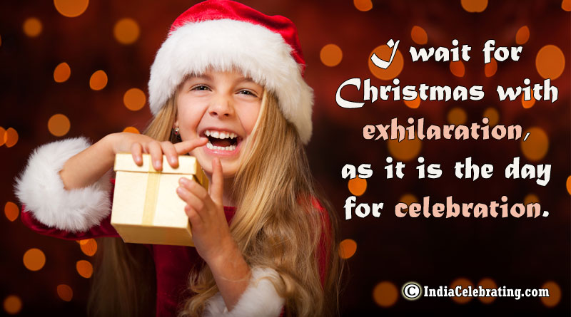 I wait for Christmas with exhilaration, as it is the day for celebration.