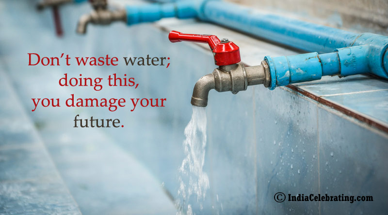 Don't waste water; doing this, you damage your future.