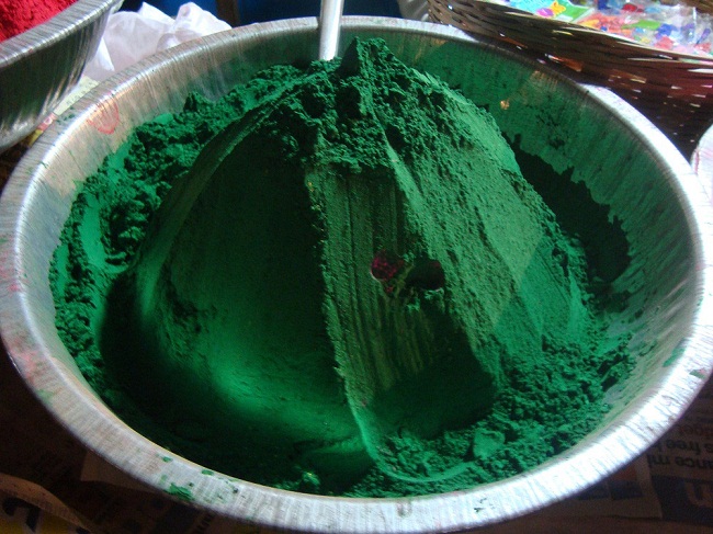 Green color to play Holi