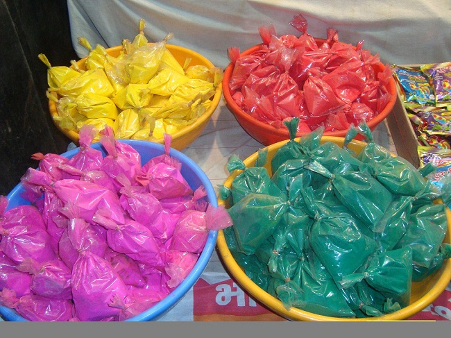 Holi colors in different shades